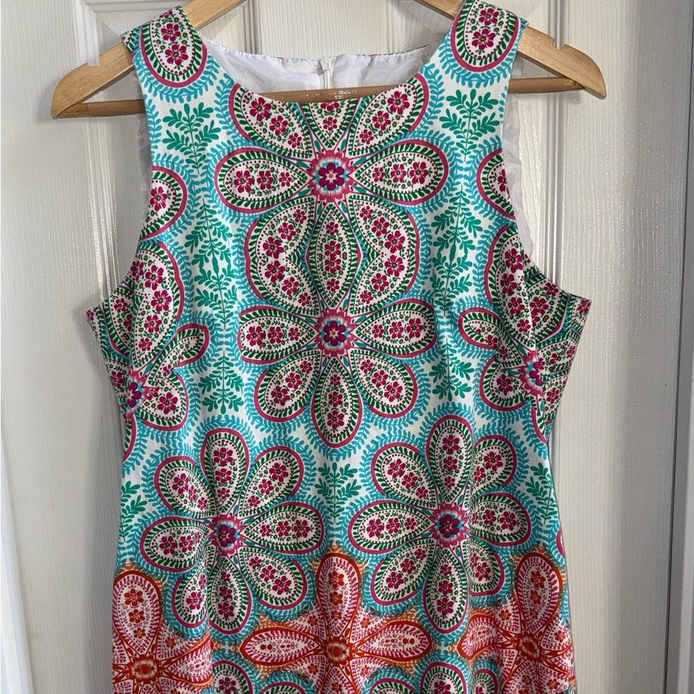 London Times Sleeveless Floral Dress 12 Colorful Zip Back Spring Feminine Resort - Picture 1 of 8